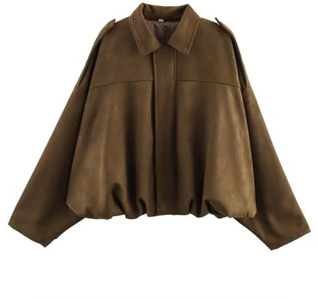 Giacca da Donna in Finta Pelle, Scamosciata con Risvolto Colletto in Pelle Scamosciata Blazer Giacche Primavera Inverno Caldo Maniche Lunghe Moda camoscio Tuta Giacca Giacca Cappotto Vintage Top