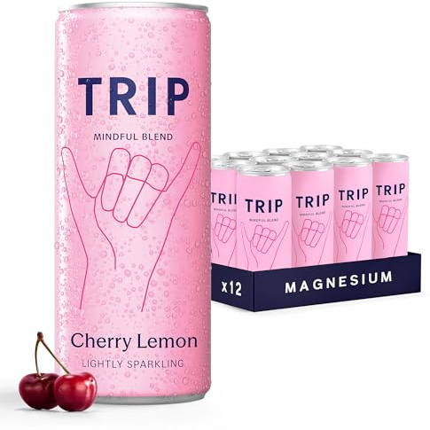 TRIP Calm Magnesium Drink, Alcohol Free Mocktail, Cherry Lemon, 12pack