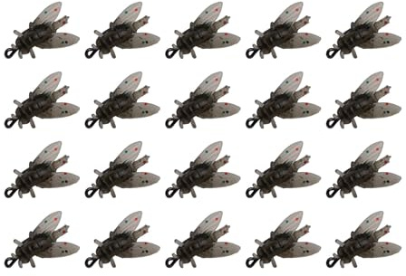 QOXEZY 20 cebos suaves para pesca con mosca con atrayente de peces, aspecto realista y ganchos afilados para trucha, salmón, lubina y pez panfish en agua dulce y salada