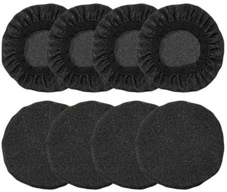 4Pairs Housse Casque Audio 9-11cm Noirm, Coussinets Lavables Extensibles en Tissu, entraînement, Lavable Élastique Protection ÉcouteursAnti,r pour Écouteurs de Gym Jeux