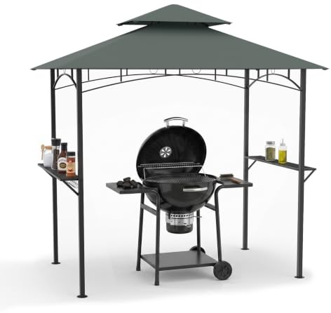 KOMFOTTEU Carpa de Barbacoa con Doble Techo 240 x 151 x 255 cm (Gris)