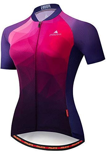 Aogda Cycling Shirts Women Bike Jerseys Bicycle Tops Ladies Biking Clothing（Large）