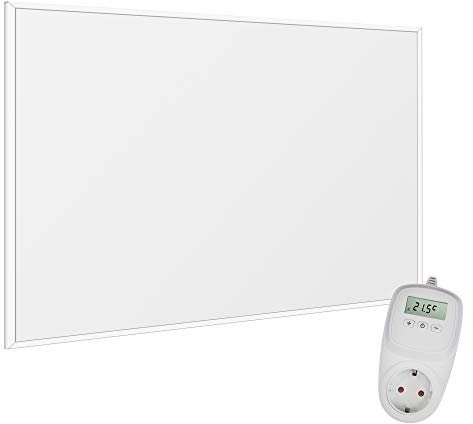 VIESTA F300 Panneau de Chauffage Infrarouge Carbon Crystal (dernière technologie), chauffage mural ultra plat, blanc, 300 Watts + Thermostat VIESTA TH10
