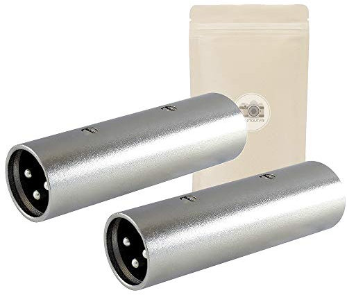 2x Accoppiatore XLR 3 poli pin maschio/maschio - Connettore stereo 100% in metallo per cavo prolunga estensione - 2 spine maschio - Adaptout marca francese