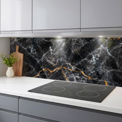 Rodnik Küchenrückwand – monolithische ABS-Platte mit Direktdruck, formstabil und langlebig. Große Motivauswahl (Marmor schwarz, 60x200 cm)