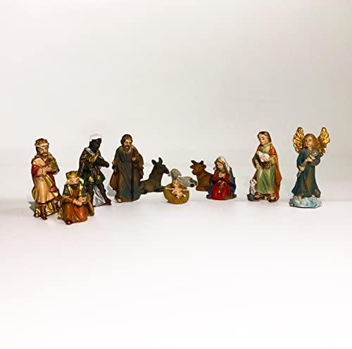 Gesar Statuine Presepe 3 cm 11 Pezzi - Set 11 Pezzi Presepe in resina 3 cm - Presepe Statuine in Personaggi dipinti a Mano - Personaggi Presepi