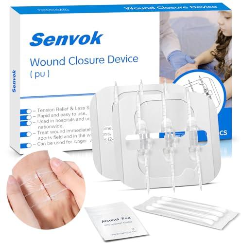Senvok Butterfly Bandaids with Zip Stitch – 2 Pcs Large Wound Closure Strips for Big Wound Care, Quick Clot Emergency Repair, Hospital-Grade Skin Closure for Home & Outdoor Use