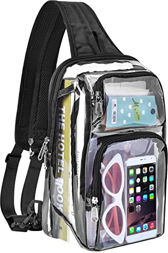 Busiuw Transparenter Rucksack für Stadionveranstaltungen, 30,5 x 30,5 x 15,2 cm, für Konzert, Sport, Veranstaltungen, Arbeit, Reisen, Schwarz, Small, Zwei Taschen