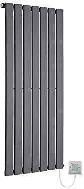 King Anthracite Electric Vertical Radiator 1250mm (h) x 516mm (w) - 600w Thermostatic Element (Pre-Filled)