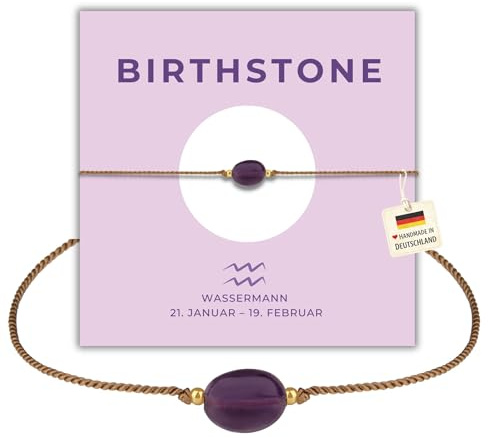 happymaker Bracelet Pierre de Naissance Femme – Bracelet Signe du Zodiaque avec Pierre Naturelle, Bracelet Cordon Réglable, Bijou Astrologique Porte Bonheur