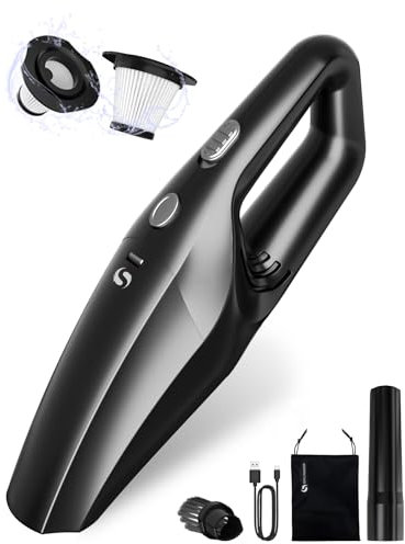 SERVOMASTER Handstaubsauger Kabellos, Auto Staubsauger Stark mit Wiederaufladbarem Akku, Tragbarer Autostaubsauger mit Waschbarem HEPA-Filter, Auto Zubehör Reinigungsset für Männer und Frauen