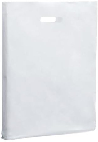 Clearly Carrier Bags, Pack of 100, 38x46x7cm, Reusable White Patch Vest Shopping Bags with Handles for Clothes, Books and More