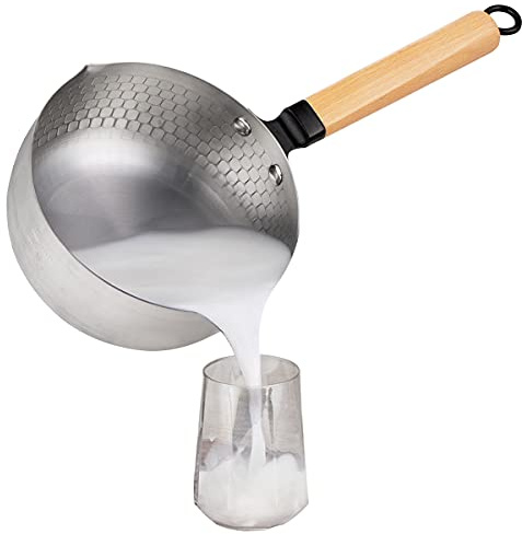 Yukihira Saucepan,Yukihira Pot, 2.2 Quart Stainless Steel Saucepan Pan Japanese Milk Pot with Wood Handle