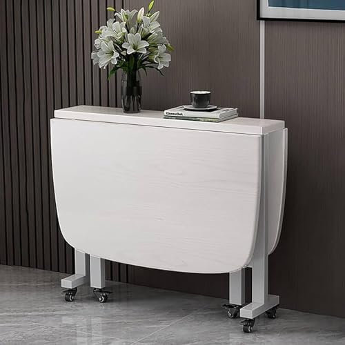 Ausziehbarer Holztisch mit Universalrad, platzsparend, Klapptisch, Küchentisch, 100 x 60 x 75 cm, Weiß