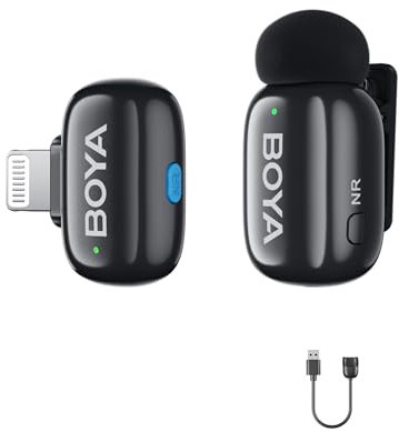 Boyamini Micro Lavalier Trådlös för iPhone/iPad MFi Certifierad Lightning Plugg, AI Röstförändring, Ultra Mini Mikrofon för TikTok YouTube Innehållskapare