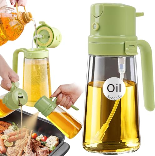 YARRAMATE Vaporisateur d'huile 2 en 1 Spray Huile Cuisine Facilement rechargeable, 470ml pulverisateur huile cuisine, vaporisateur huile air fryer ouvert (Vert)