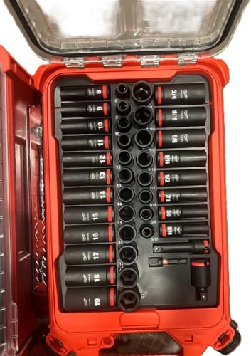 Durable Impact Socket Organizer Insert – Suitable for Milwaukee Packout 48-22-8436, Fits 43-Piece 3/8 Socket Set – Efficient Tool Storage Solution (Red)