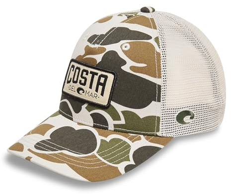 Costa Del Mar Mens Duck Camo Trucker Hat, Grey Camo, One Size