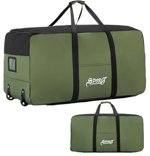 Grand Sac de Voyage à roulettes,120L Grand Imperméable Sac de Sport,Sac Pliable Weekender pour Homme Femme,Sacs à Bagages de Stockage pour Camping Voyage,80x40x40cm (Vert)