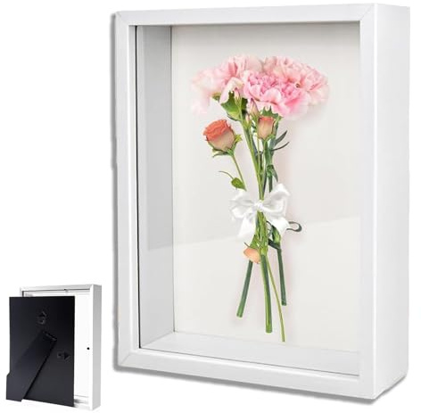 Cornice portafoto 3D, Cornice Profonda da Riempire 20 x 25 cm, con Lastra Acrilica Trasparente, Cornice per Oggetti 3D Più Profonda di 3 cm, Cornice Quadrate, Per Bouquet, Decorazioni Fai da te