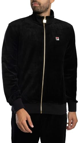 FILA Men's Nero Velour Track Jacket, Black, XL