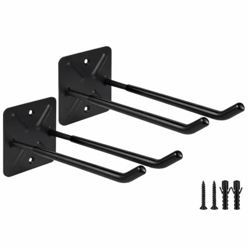 Garagenhaken, Heavy Duty Garage Hooks, Black Tool Holder Wall Double , Wall Shelf Garage Heavy Duty Hooks für Hof, Werkzeuge,- Länge 32 cm, Belastung 80 kg