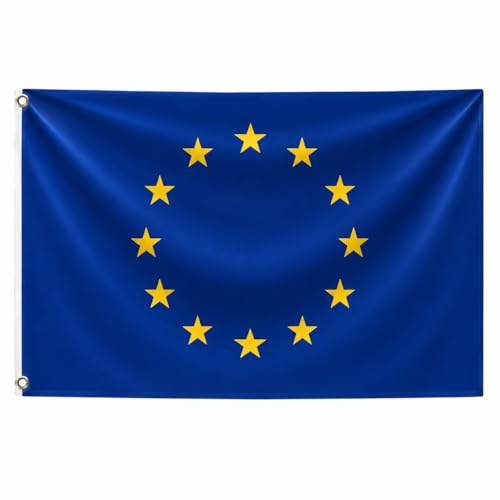 Banderas Nacionales - Resistentes a la intemperie, ojales de latón, poliéster, costuras dobles - Uso exterior (1, Europa, 90x150cm)