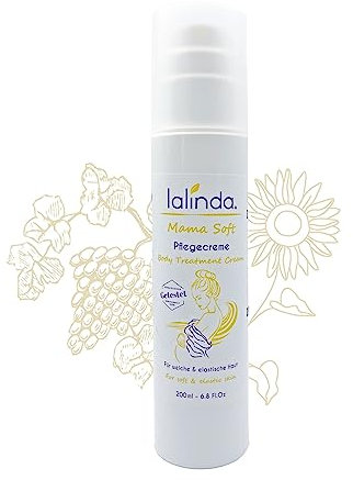 lalinda Mama Soft Creme | Beugt Dehnungsstreifen in der Schwangerschaft vor | Dermatologisch getestet | Naturkosmetik | Vegan | ohne Allergene Duftstoffe (1x 200 ml)