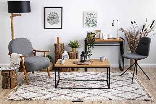 rugsx Teppich hochflor Berber Shaggy, Franse, marokkanischer Stil, für Zimmer, Wohnzimmer, Schlafzimmer, Beni Creme/Beige 160x220 cm