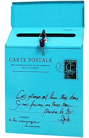 TentHome Cassetta Postale da Esterno in Ferro a Parete Formato A4 Antipioggia, Cassetta delle Lettere Interno Filo Muro Cancello, Buca Lettere Moderna, Organizzatore e Decorazione Parete Design Blu