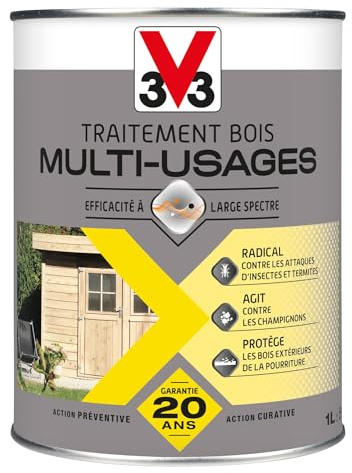 V33 Traitement bois multi-usages, Incolore 1L