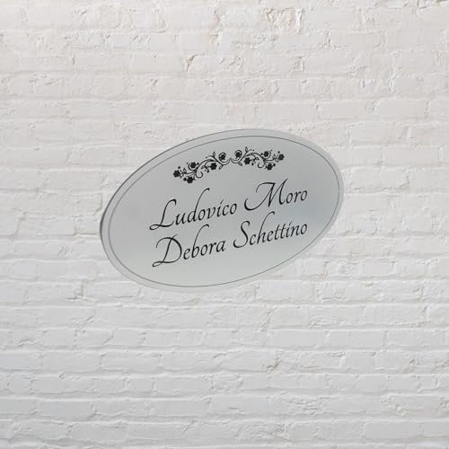 Targa Fuoriporta Ovale ABS Alluminio con Incisione Personalizzata a Laser Targhetta Ufficio B&B Portone Ingresso Casa