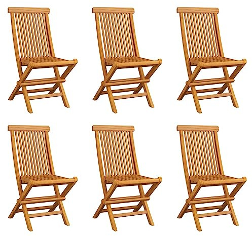 vidaXL Sedie da Giardino Pieghevoli 6 pz in Legno Massello di Teak