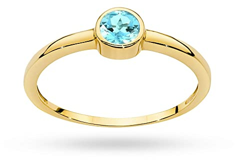 MARKO Klassischer Damenring aus Gold mit Topas 0.25Ct, 14 Karat Gold (585) | Goldring mit Box | Goldring für Frauen (Topas, 70 (22.5))