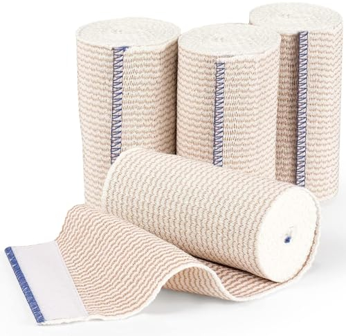4 Rollen Premium Elastische Bandage Elastische Bandage Kohäsive Fixierbinde Kompressionsbinde Sportbandage Mullbinden für Knöchelunterstützung Arm- Bein- oder Brustkorbverletzungen