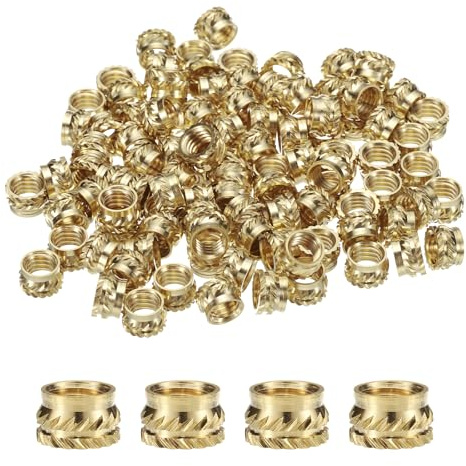 QUARKZMAN 50pz Inserti Filettati M6 Inserto Termofissato in Ottone M6x5mm, OD 8mm Dadi Inserti Zigrinati, Dadi Inserti Filettati Femmina in Ottone Stampa 3D