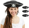 Relaxdays Piratenhut, 4er Set, Damen & Herren, Piratenaccessoire für Fasching, Karneval, Dreispitz Hut, schwarz/Silber