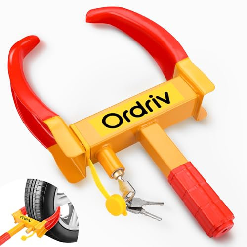 Ordriv Parkkralle Radkralle Auto XXL Radkralle Wohnwagen & Parkkralle Wohnmobil mit 12 Schlosslöchern Reifen, Wegfahrsperre Parkplatzsperre für Auto PKW Wohnmobile Anhänger Motorrad