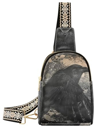 Trendige Black Raven Wandergürteltasche, Mehrzwecktasche für Damen, Tagesrucksack, schwarzer Rabe, Einheitsgröße, Schwarzer Rabe, 1 size