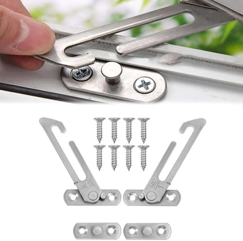 2 PCS Window Restrictors for UPVC,Window Lock Stainless Steel,Windows Restrictors Locks Child Safety with Screws for Home School Kindergarten Office(Silver,1 Pairs)