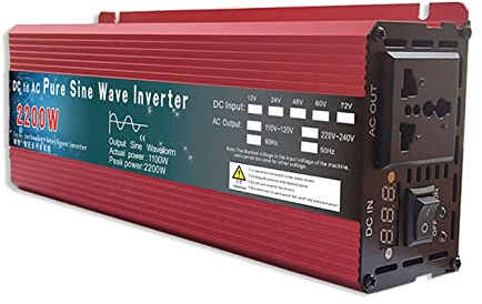 Inversor de Corriente, Inversor de onda sinusoidal pura DC 12v / 24v 1000W 1600W 2000W 3000W Convertidor de banco de energía portátil Inversor solar(1000W 12V,50HZ_1)