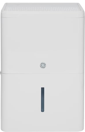 GE Portable Dehumidifier, 50 Pint Daily Output with Smart Dry for Wet Spaces, Drain Hose for Auto or Manual Drainage, Ultra Quiet, Perfect for Basement, Bedroom, Bathrooms, White