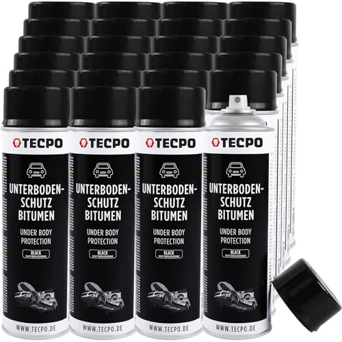 TECPO Protezione per sottoscocca bitume, 24 x 500 ml, colore nero, protezione contro pietrisco, ruggine, sostanze chimiche con effetto anti-rombo