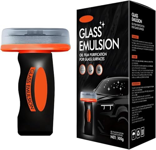Glass Guard, Car Glass Oil Film Remover Brush, 100g Glasses Emulsion Windscreen Cleaner, Automotive Windshield Oil Film Cleaning Tool for Car Windows & Rearview Mirrors