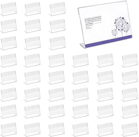 40 soportes para etiquetas de acrílico, 10 x 7 cm, transparentes, portaetiquetas de precios, placas de precio, placas de precio, expositores, placas de nombre, para oficina, tienda, centros