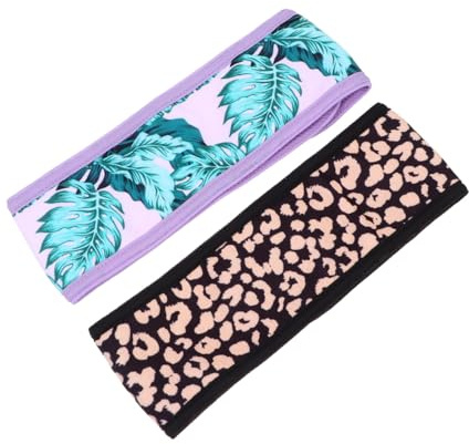 Healvian Lot de 2 Bandeaux de Bain en Tissu Éponge Imprimé Extensibles et Absorbants Bandeau pour Se Laver le Visage et Sport Accessoire Maquillage Cheveux Femme Confortable et