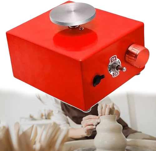 torno de alfarero, Torno eléctrico de cerámica con plato giratorio, máquina for modelar 8 herramientas for arcilla(Red)