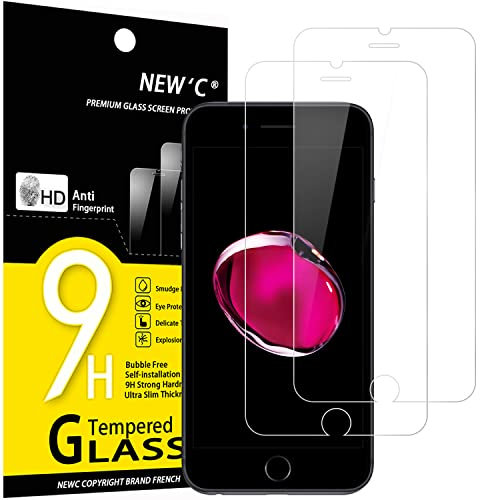 NEW'C 2 Piezas, Protector Pantalla para iPhone 8, iPhone 7 (4,7 Pulgadas), iPhone SE2022, Cristal Templado Antiarañazos, Antihuellas, Dureza 9H, 0.33 mm Ultra Transparente, Ultra Resistente