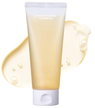 Whamisa Organic Flowers Foam Cleansing Gel – Sanfte schäumende Gesichtsreinigung, postbiotisch angereicherte Formel, Porenpflege & Feuchtigkeit, fermentierter Komplex (150 ml)