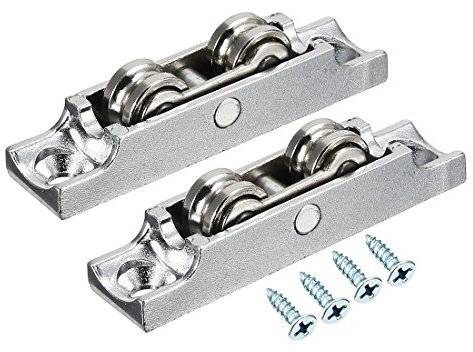 sourcing map 11,5 mm de diámetro Polea de acero de rodamiento de rueda doble ventana puerta corrediza 2pcs